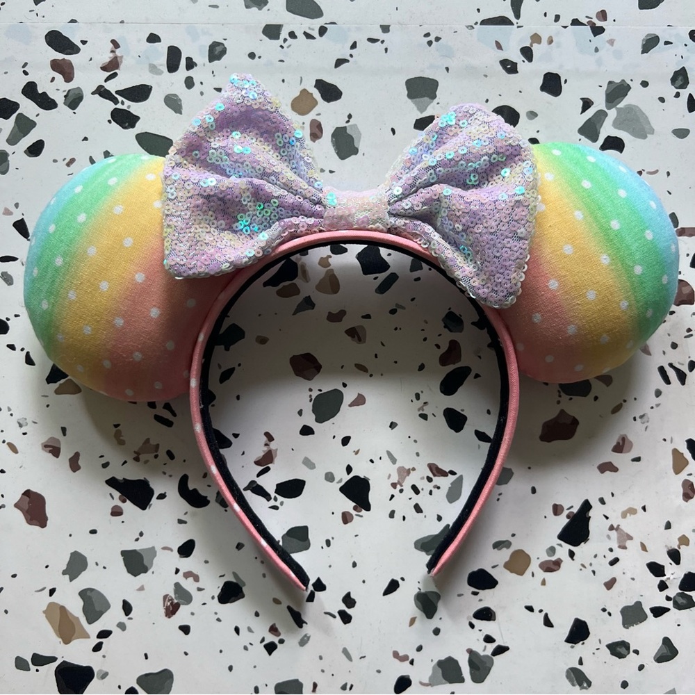 Pastel Rainbow + Iridescent Sequin Mouse Ears